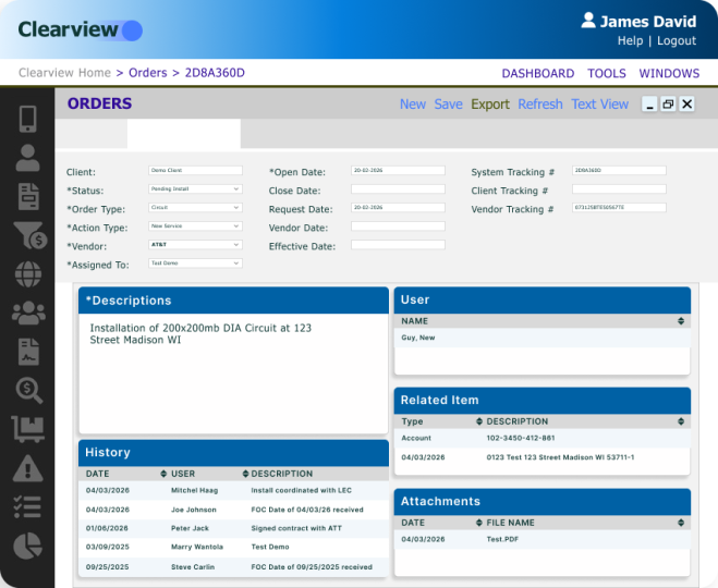Clearview Dashboard Screenshot